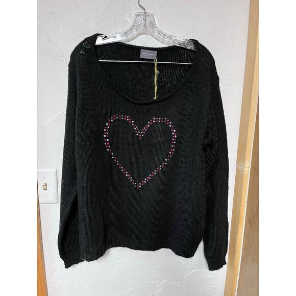 Wooden Ships Heart Crewneck Sweater Sz L - Picture 1 of 6